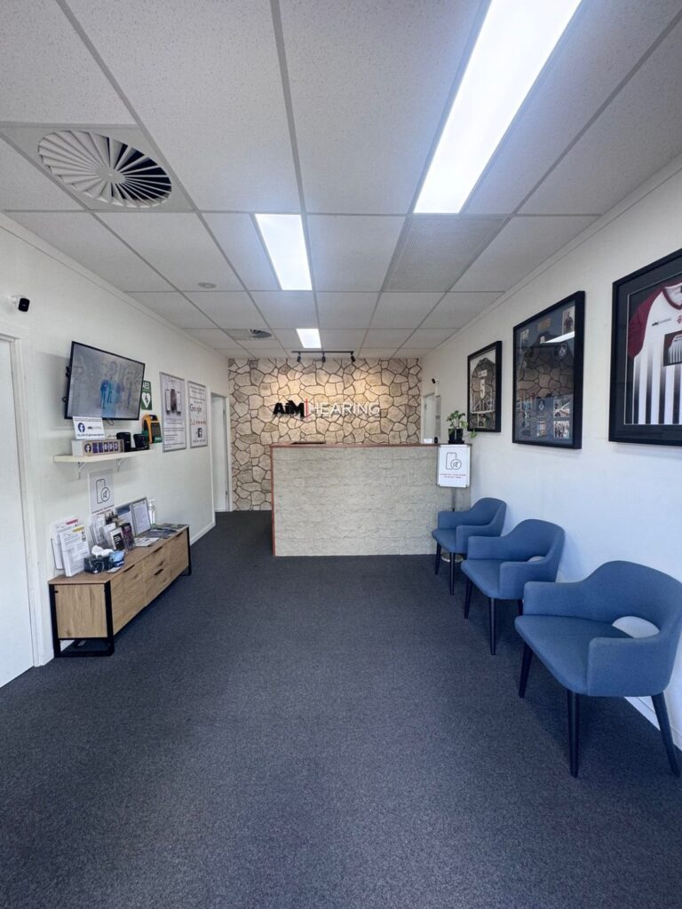 Reception and waiting area at AIM Hearing in Avoca, Bundaberg